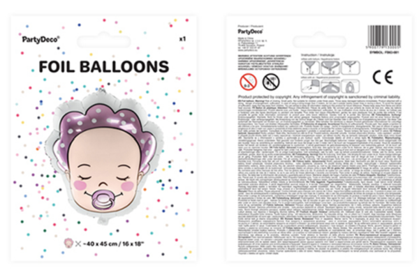 Folienballon Figur - Kopf Babygirl - ø 45cm